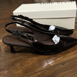 Anne Klein Glossy Tortoise Slingback Heels Size 10